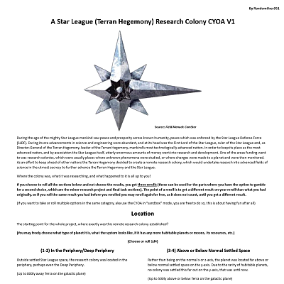 (BattleTech) A Star League (Terran Hegemony) Research Colony CYOA V1