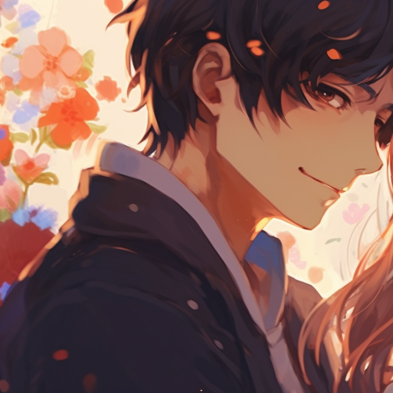 Image For Post | Two characters surrounded by blooming flowers, bright colors and pleasant smiles. captivating matching pfp for romantic couples pfp for discord. - [matching pfp for couples, aesthetic matching pfp ideas](https://hero.page/pfp/matching-pfp-for-couples-aesthetic-matching-pfp-ideas)
