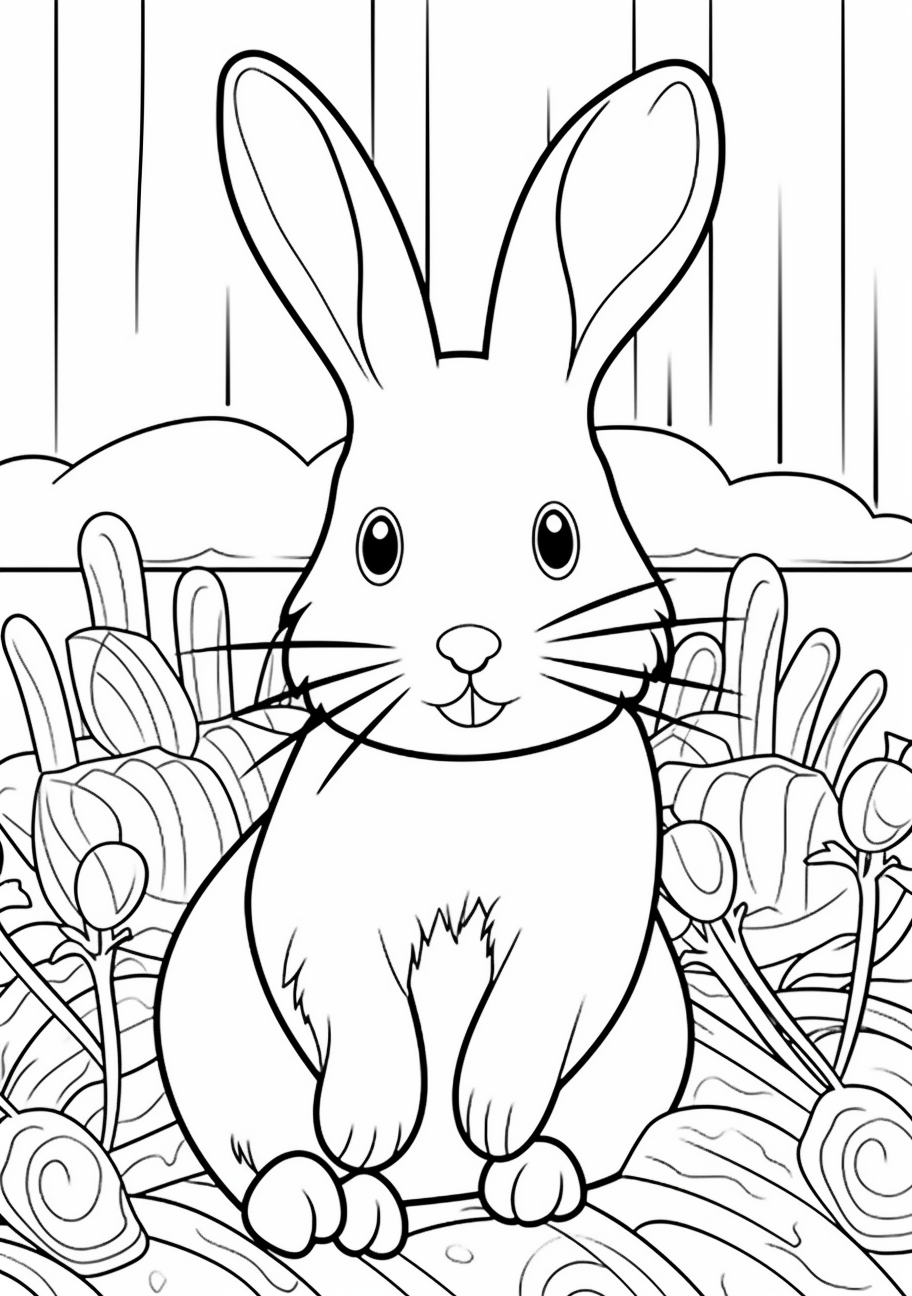 Image For Post | A bunny munching on delicious carrots; distinct bunny and carrot features with moderate line details.printable coloring page, black and white, free download - [Bunny Coloring Pages ](https://hero.page/coloring/bunny-coloring-pages-printable-fun-for-kids-and-adults)