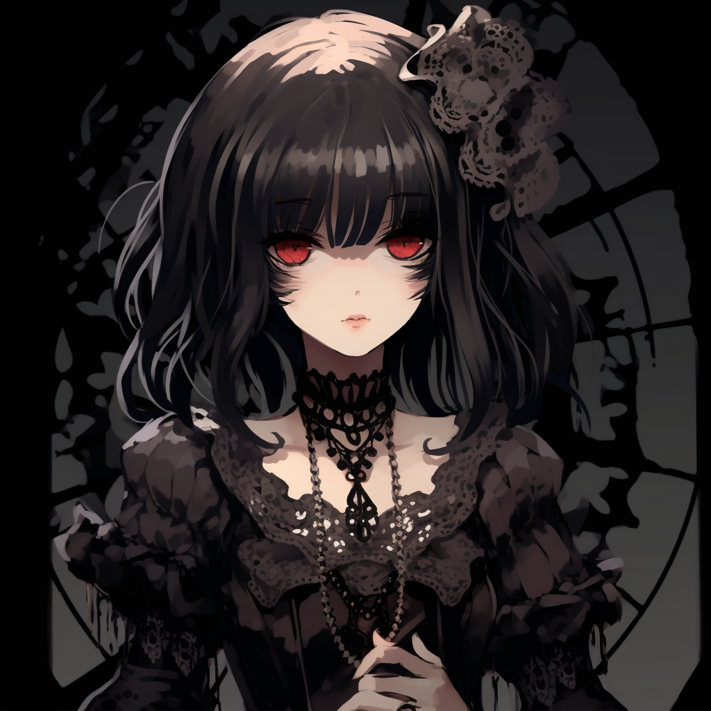 Black and white Gothic Anime Girl - Anime Girl - Sticker | TeePublic