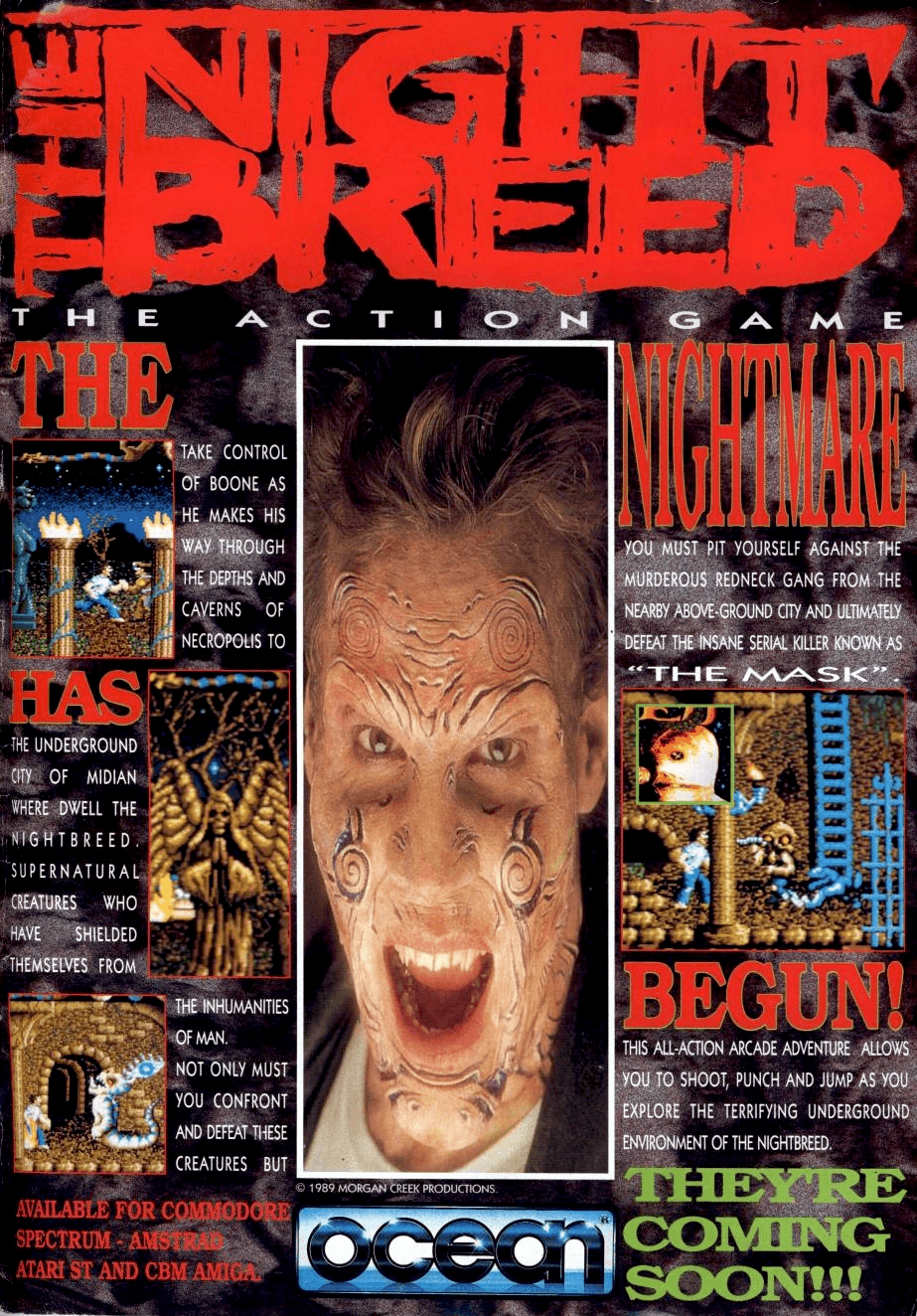 Image For Post | This is the first of a planned trilogy of games based on Clive Barker's movie Nightbreed (the second game was Nightbreed: The Interactive Movie - https://imgchest.com/p/gm9yxr6yqna - and the third game was never released). 

This is a side-scrolling action game where Boone must fight his way through Midian, fighting the Sons of the Free and the Berserkers.