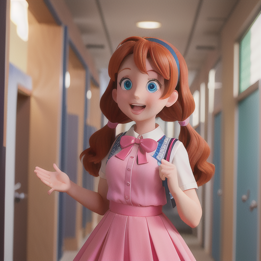 Image For Post | Anime, manga, Enthusiastic underclassman, auburn hair in pigtails and bright blue eyes, in a bustling corridor at the club recruitment fair, eagerly explaining drama club activities to potential members, school uniform with a pink ribbon, playful and energetic anime style, showcasing commitment and excitement - [AI Art, Anime Drama Club Practice ](https://hero.page/examples/anime-drama-club-practice-stable-diffusion-prompt-library)