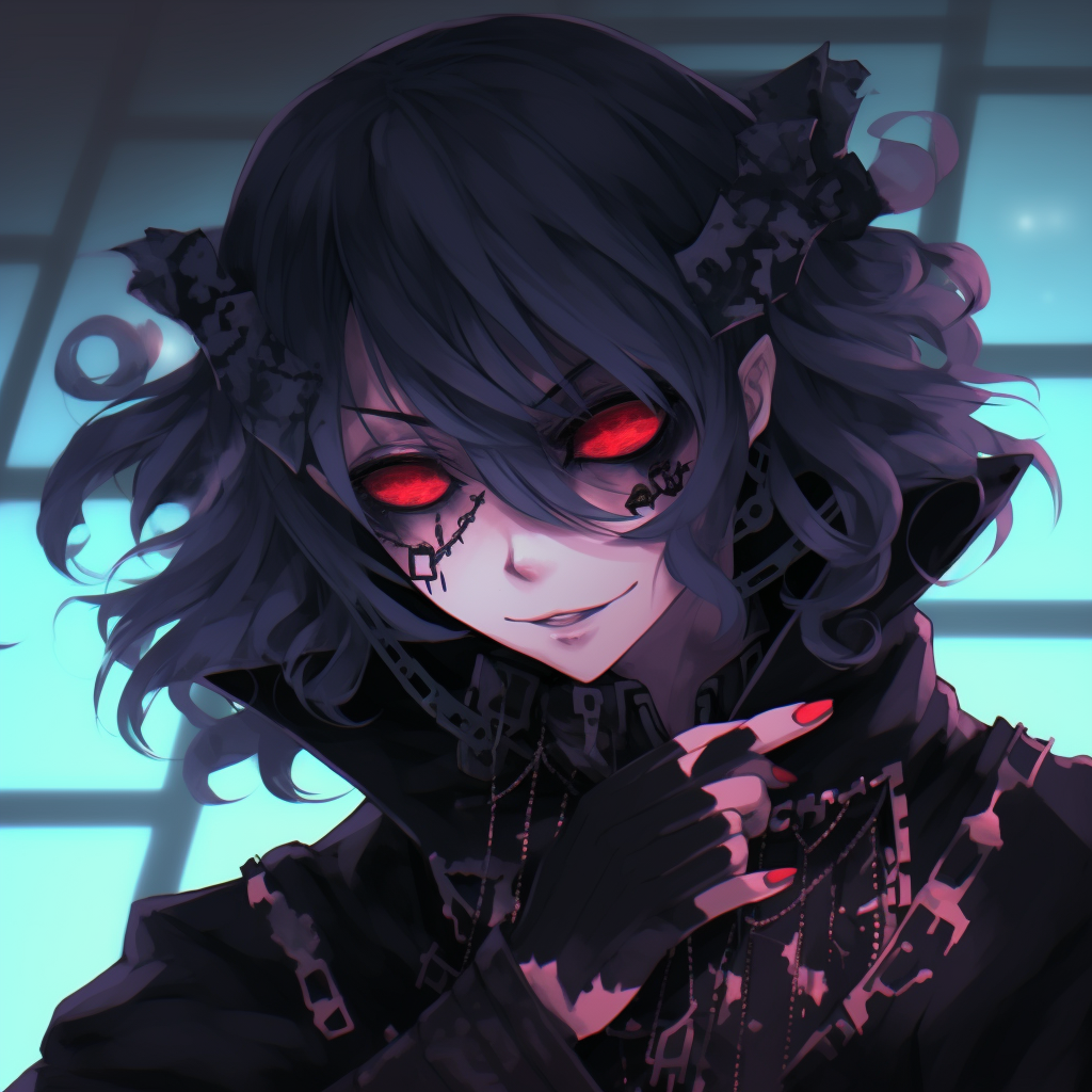 Download Anime Goth Girl With Red Eyes PFP Wallpaper