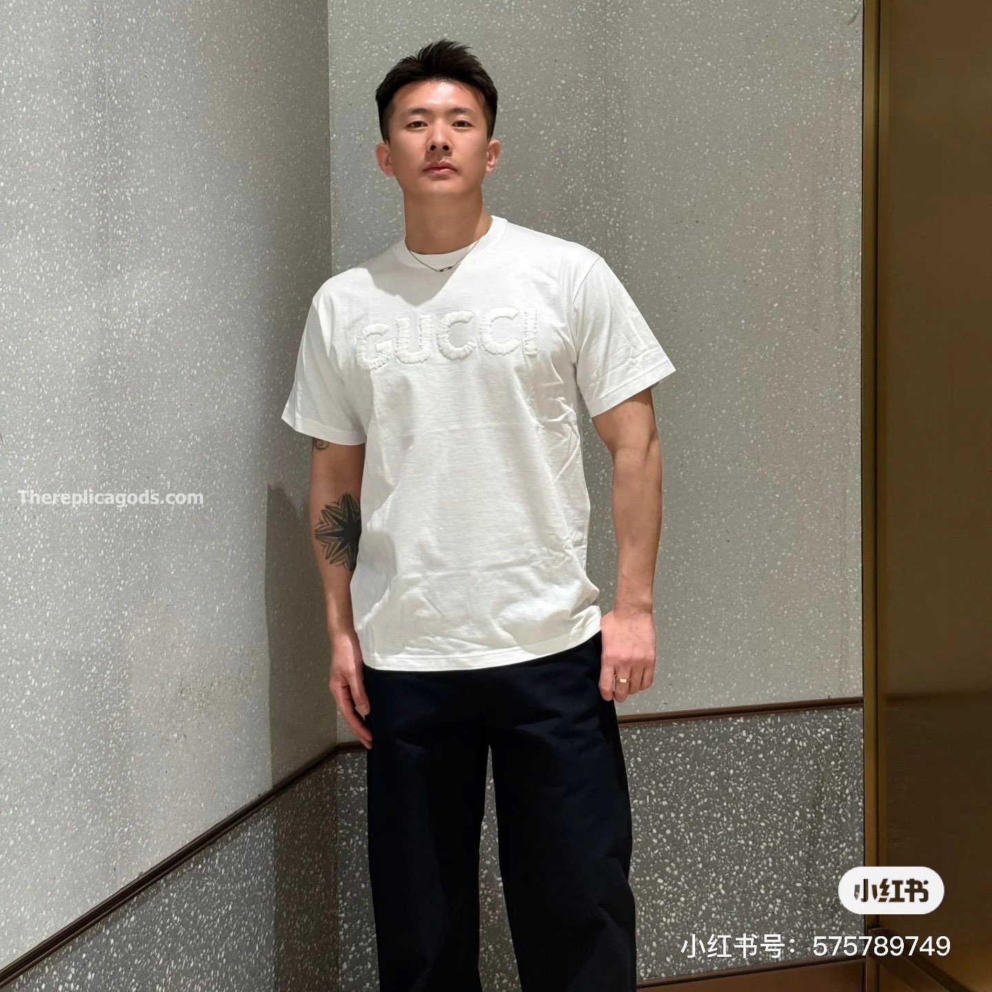 EMBROIDERED COTTON JERSEY T-SHIRT IN WHITE - TP615