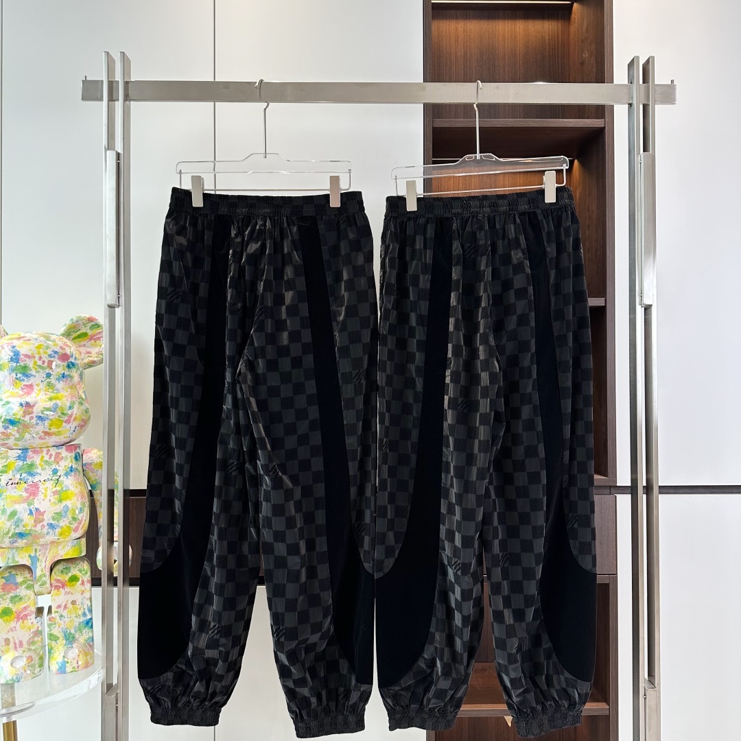 FLOCKED DAMIER TECHNICAL TRACK PANTS IN BLACK - TP603
