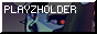 a close up on a grey person's face, their
          eyes occasionally blinking red, the text says 'Playzholder' 