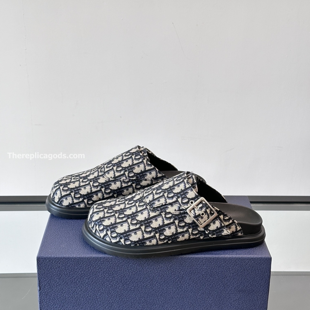 AQUA MULES BEIGE AND BLACK OBLIQUE JACQUARD - CDS24