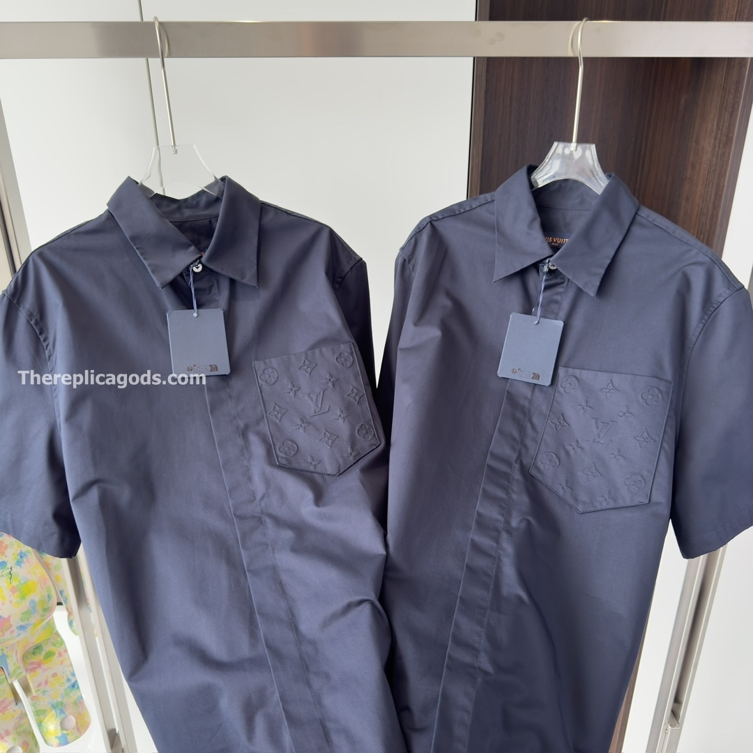 MONOGRAM POCKET SHORT-SLEEVED SHIRT IN BLUE - SH360