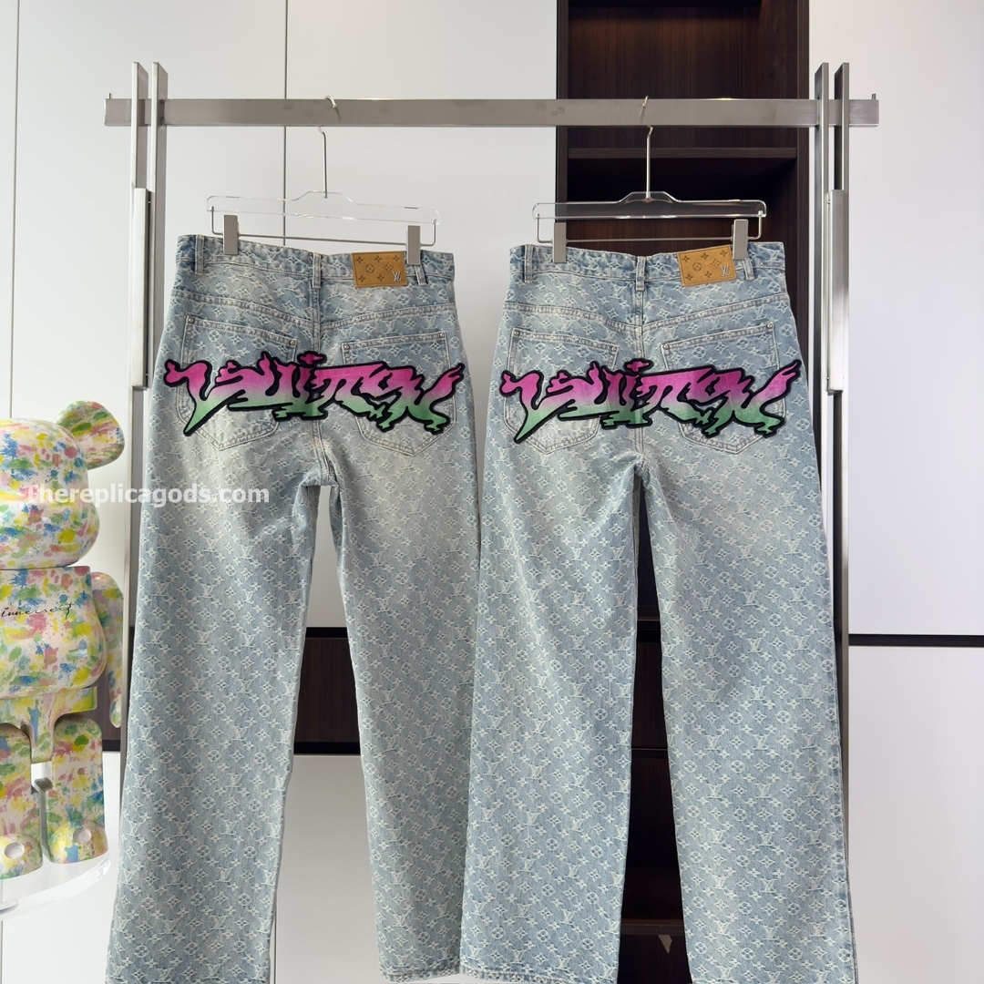 GRAFFITI PRINTED DENIM BAGGY PANTS - TP650