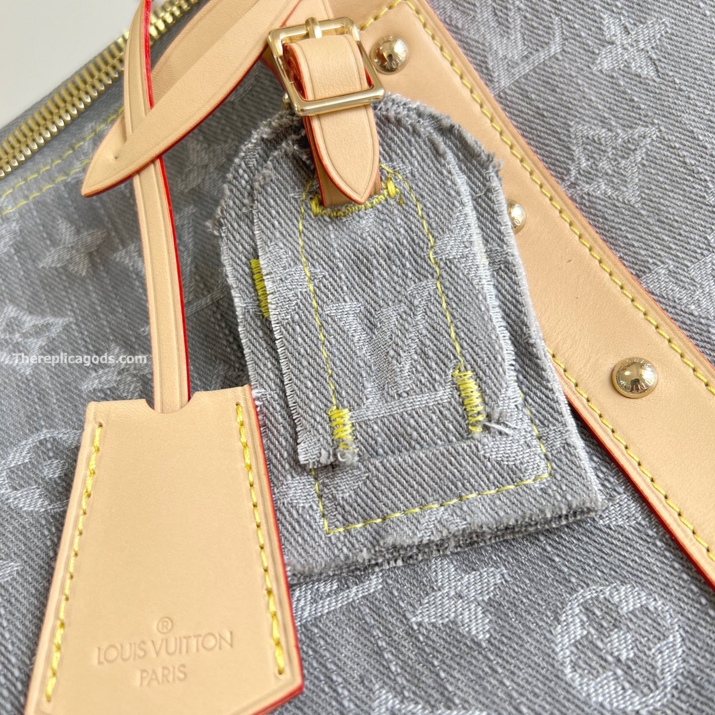 KEEPALL BANDOULIERE 45 BAG CLOUDY GRAY MONOGRAM DENIM M13748
