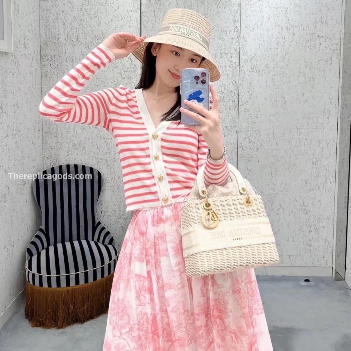 MEDIUM LADY BAG WICKER OBLIQUE CANVAS