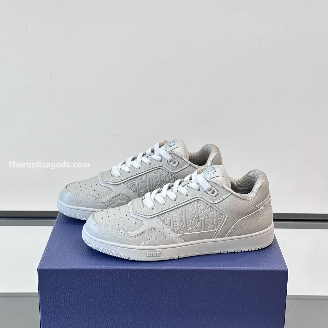 B27 UPTOWN LOW-TOP SNEAKERS GRAY GRAINED CALFSKIN AND GRAY GRAVITY LEATHER - CD410