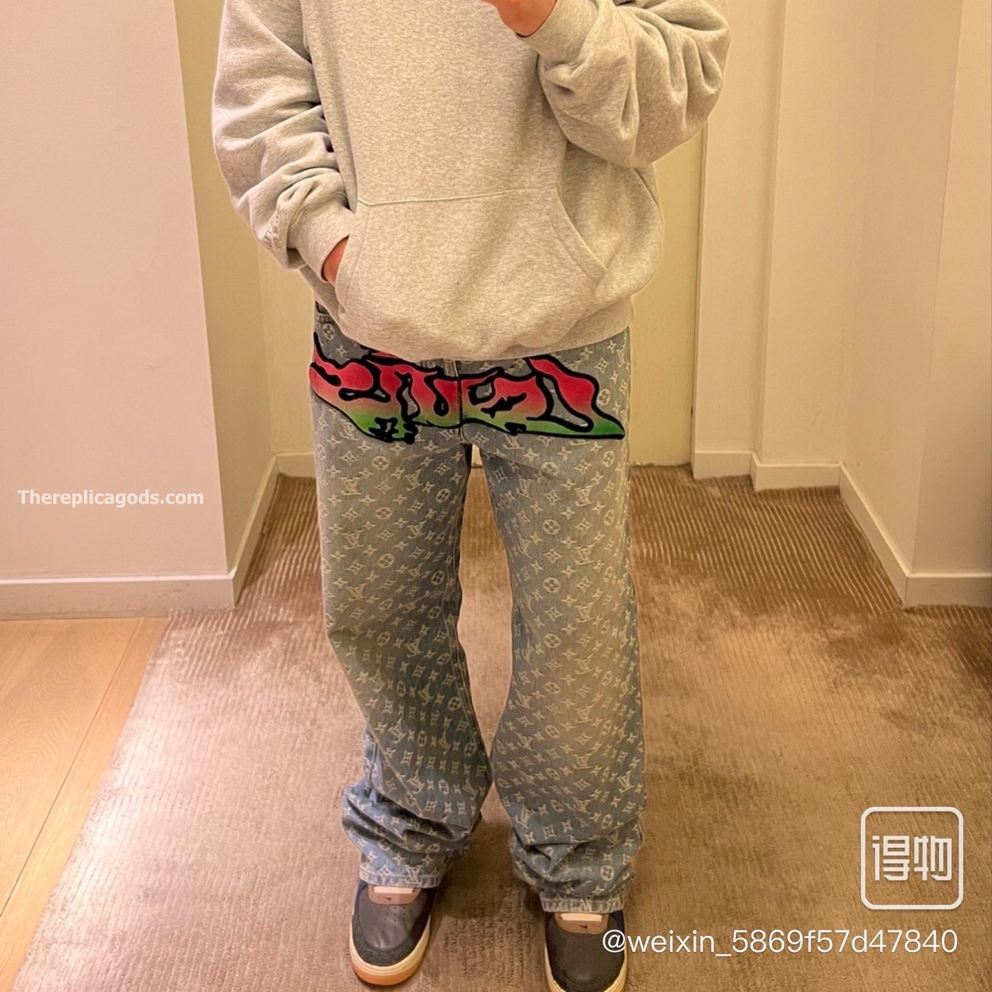 GRAFFITI PRINTED DENIM BAGGY PANTS - TP650