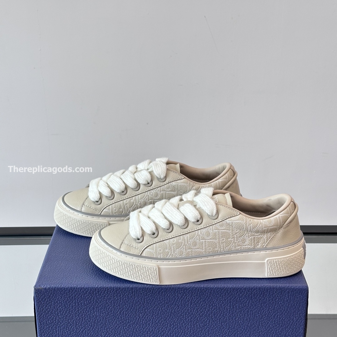 B33 SPIN SNEAKERS BEIGE GRAINED CALFSKIN AND BEIGE GRAVITY OUTLINE LEATHER - CD414