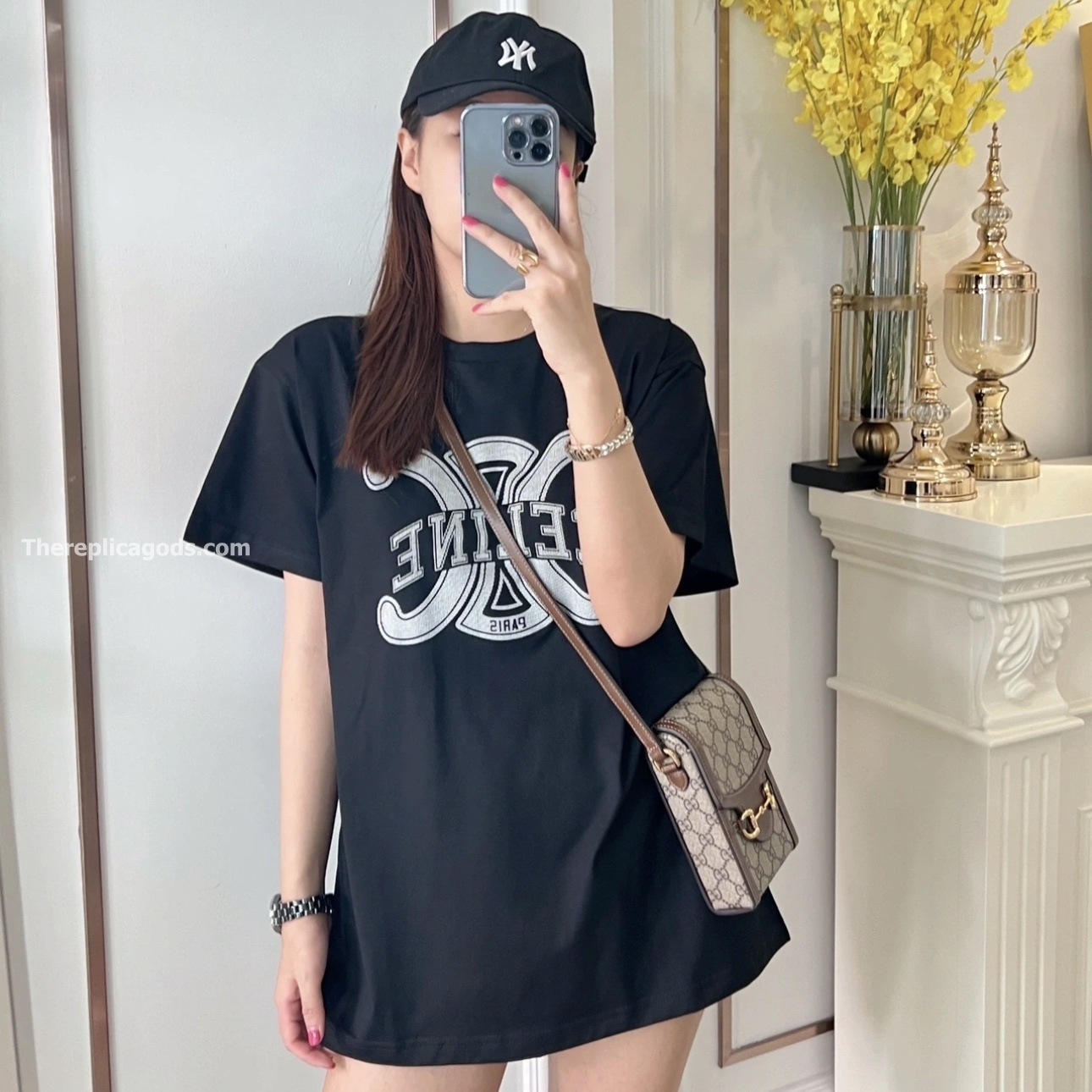 LOOSE T-SHIRT IN BLACK COTTON JERSEY - TP632