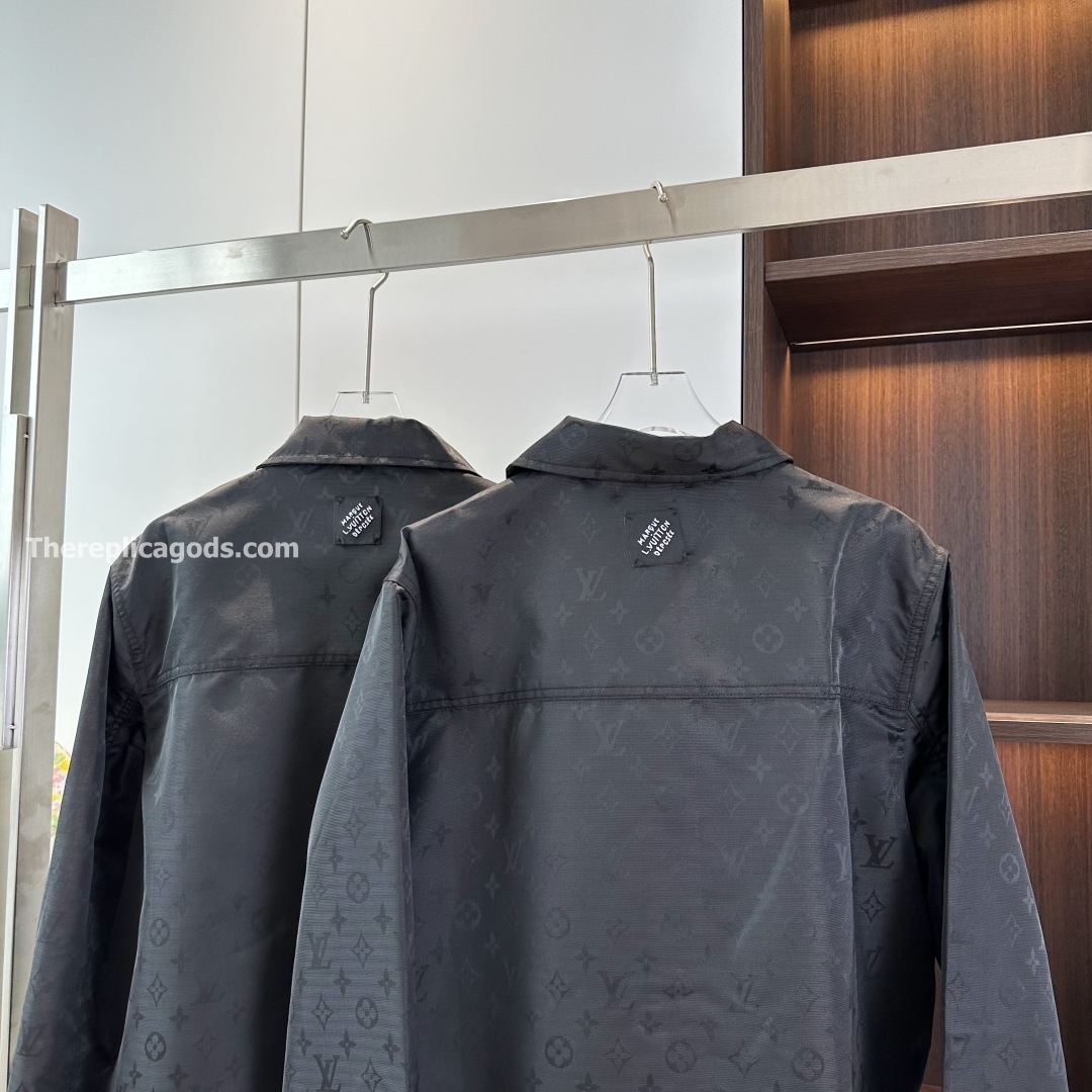MONOGRAM MOIRE JACQUARD SILK OVERSHIRT IN BLACK - SH353