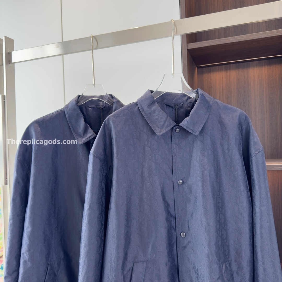 OBLIQUE BLOUSON JACKET BLUE TECHNICAL JACQUARD - SH358