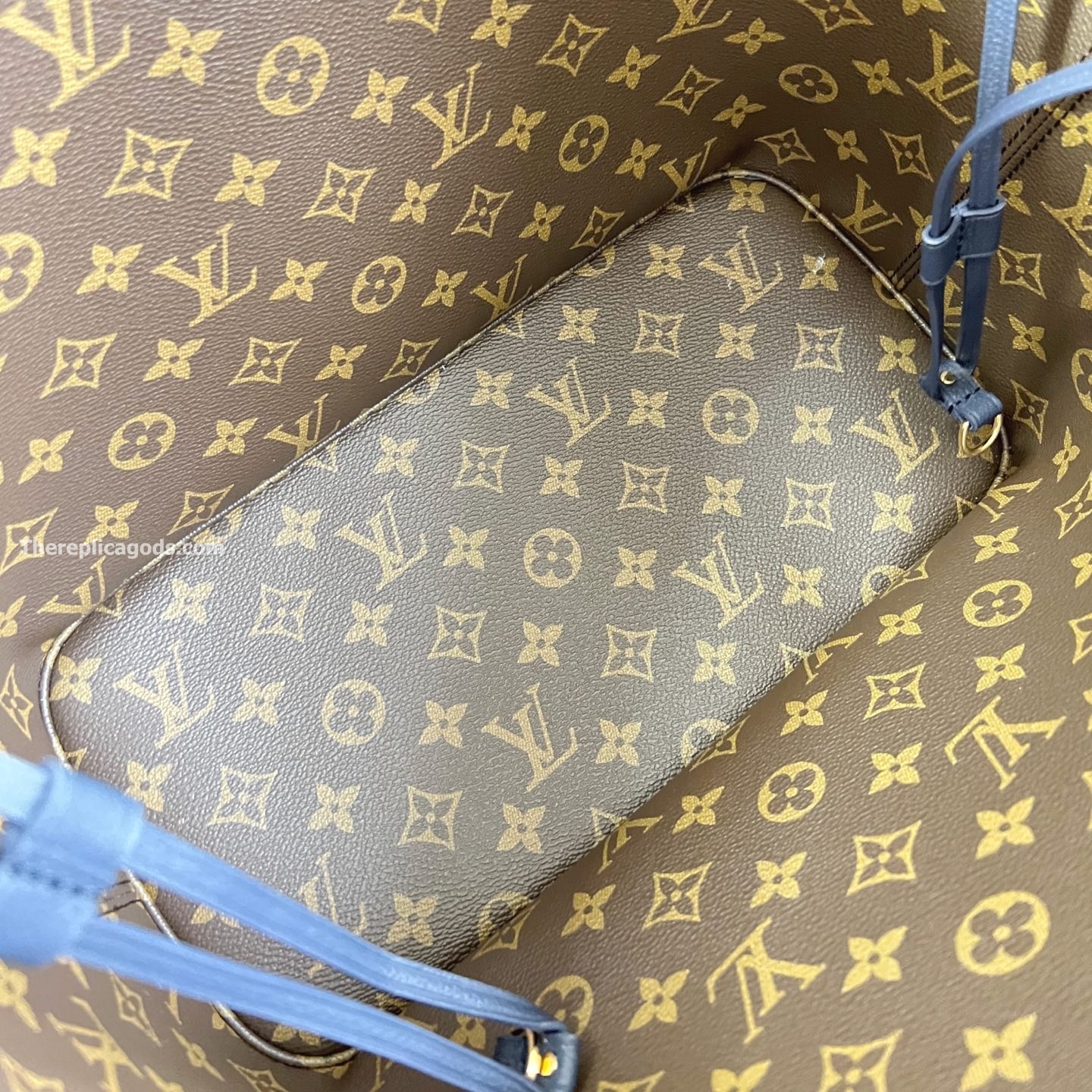 NEVERFULL INSIDE OUT MM BAG NAVY BLUE MONOGRAM CANVAS M14994