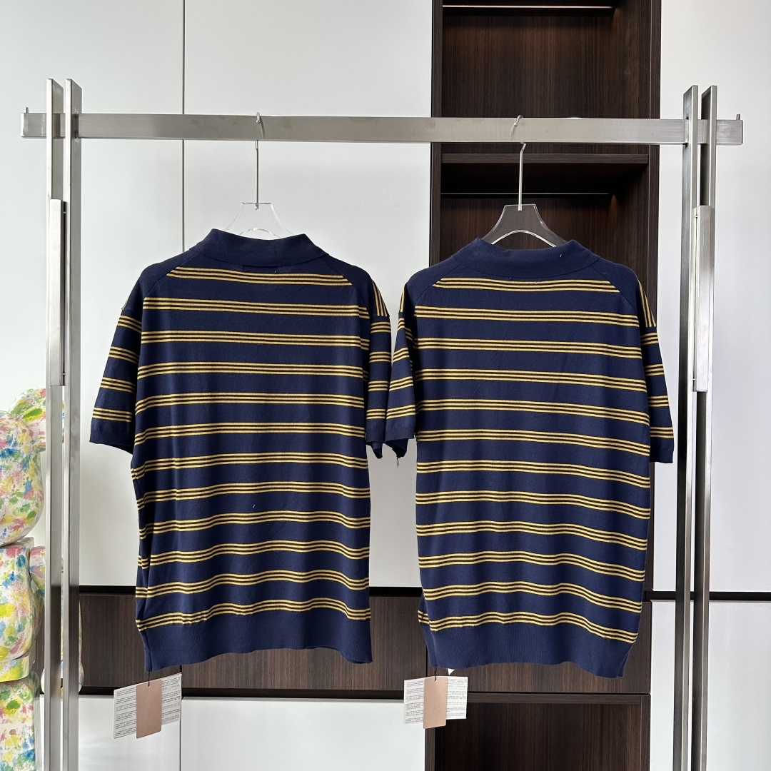 CASHMERE SILK STRIPED POLO SHIRT - TP565