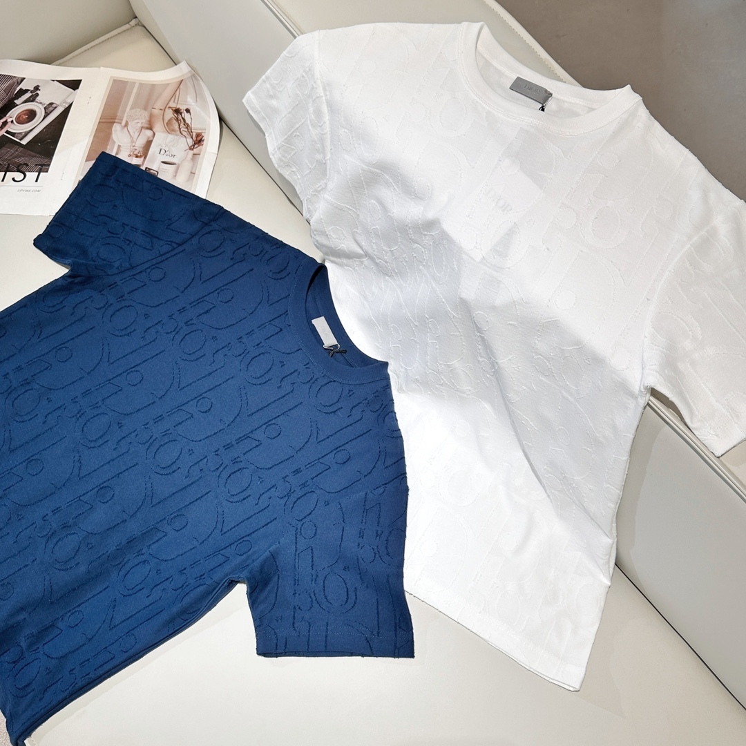 OBLIQUE T-SHIRT, RELAXED FIT DEEP BLUE COTTON JERSEY - TP571