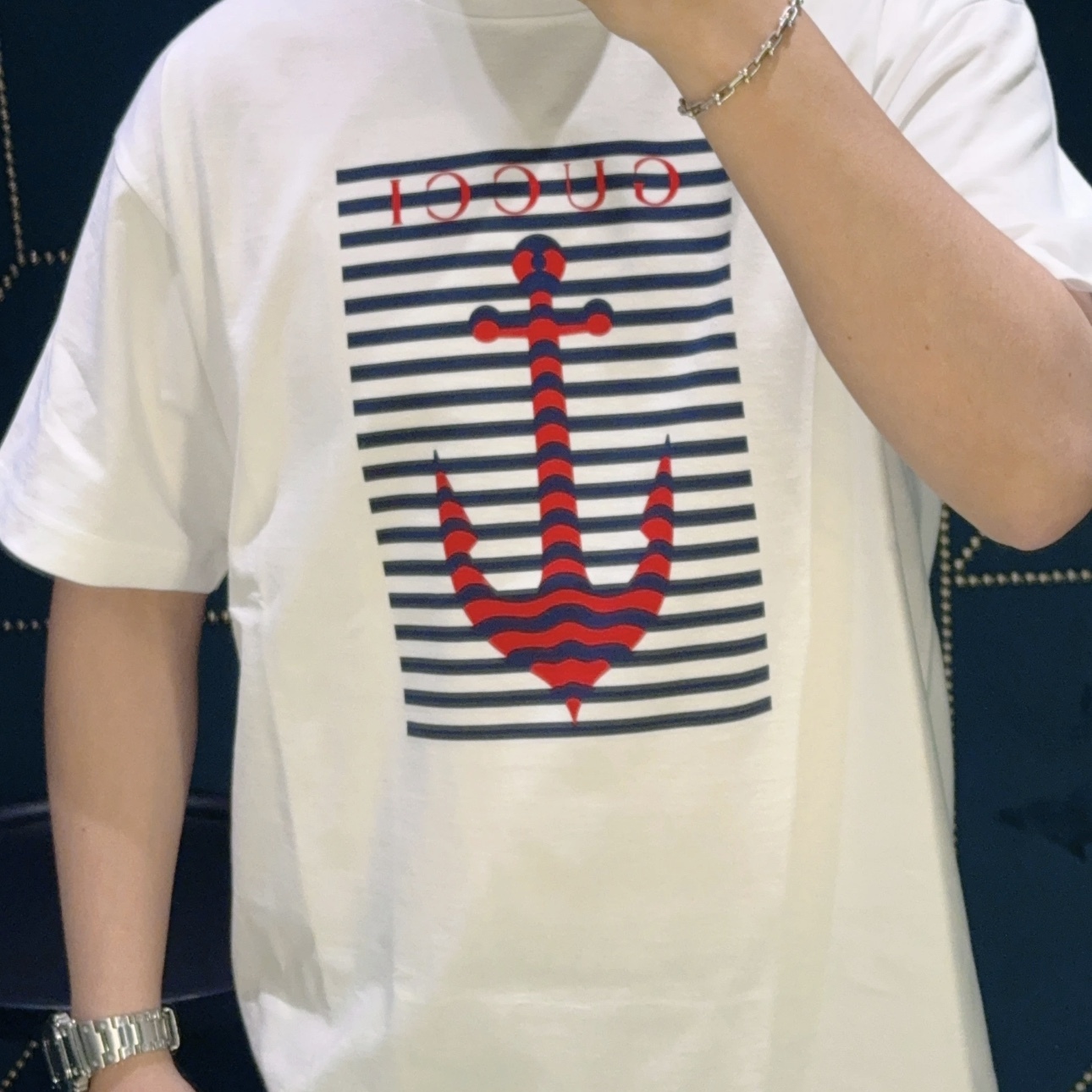 PRINTED COTTON JERSEY T-SHIRT IN WHITE - TP578