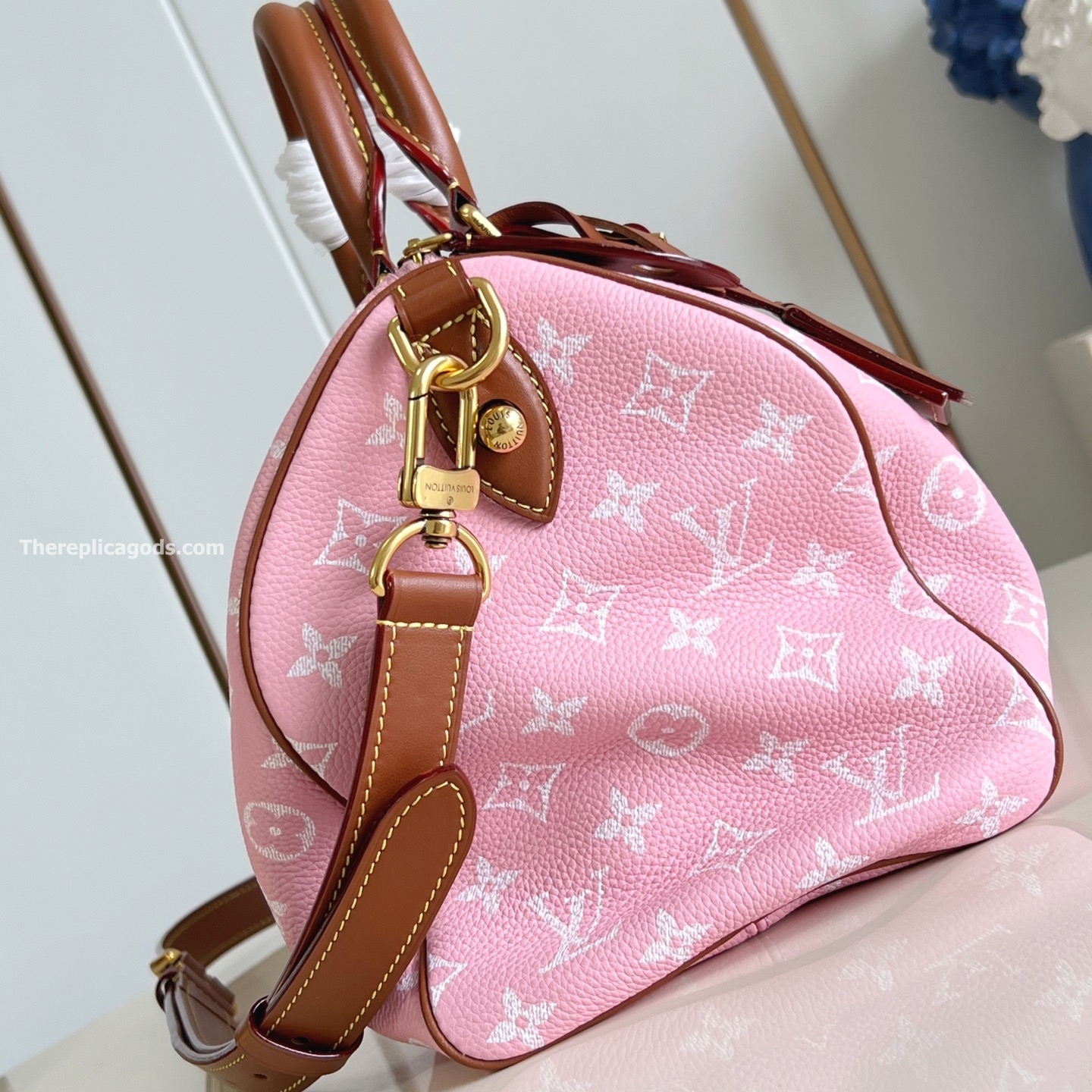 LV SPEEDY P9 BANDOULIERE 30 CANDY PINK CALF LEATHER M13914