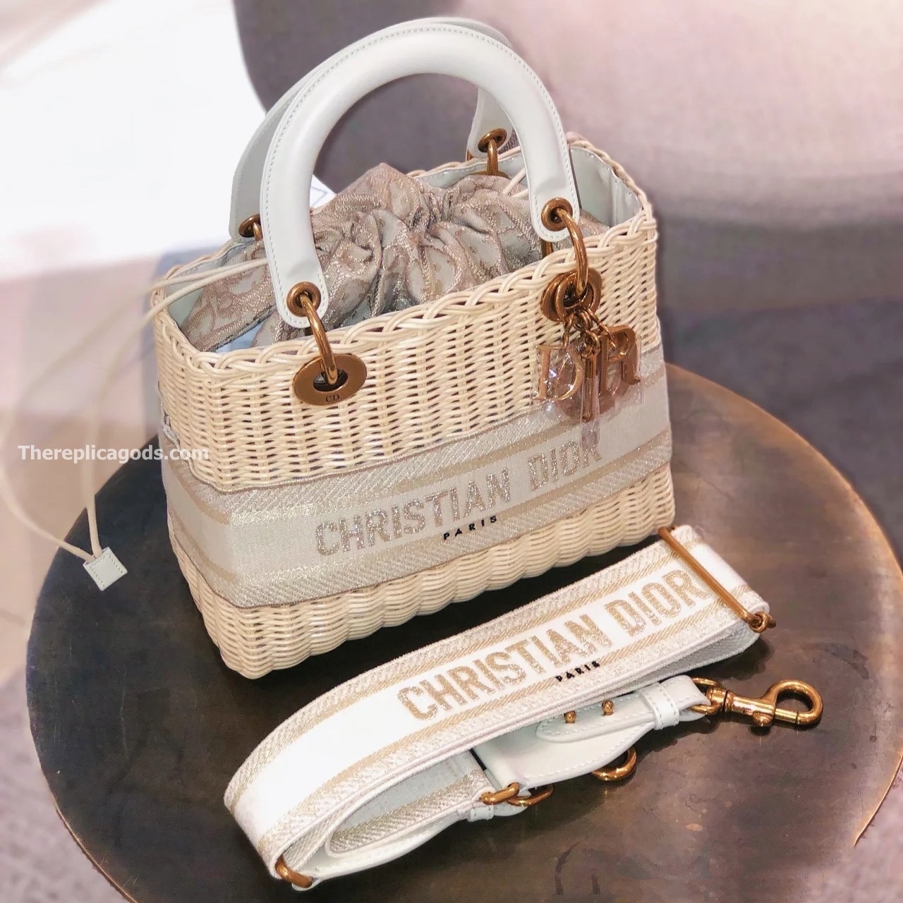MEDIUM LADY BAG WICKER OBLIQUE CANVAS
