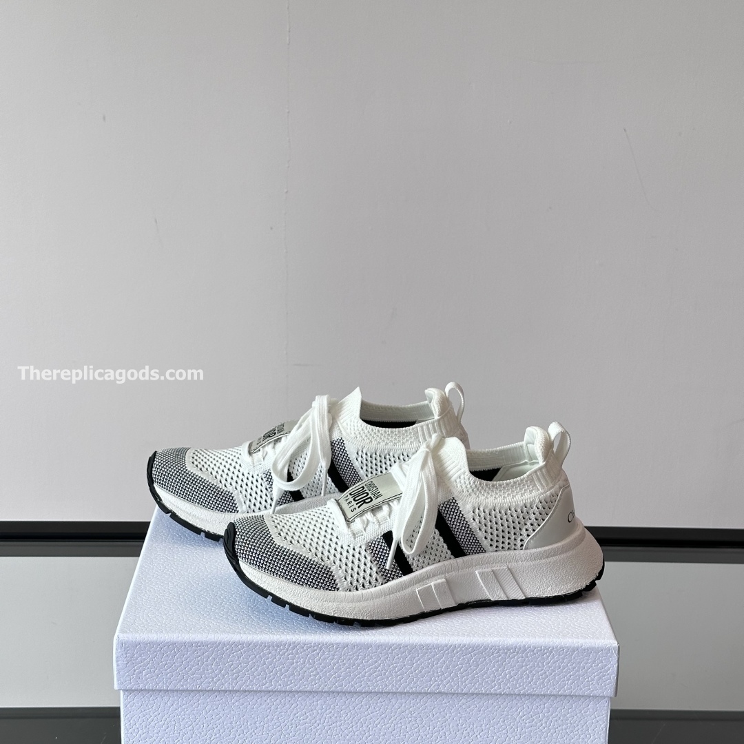 RUN'N'DI0R SNEAKERS WHITE AND BLACK TECHNICAL MESH - CD404