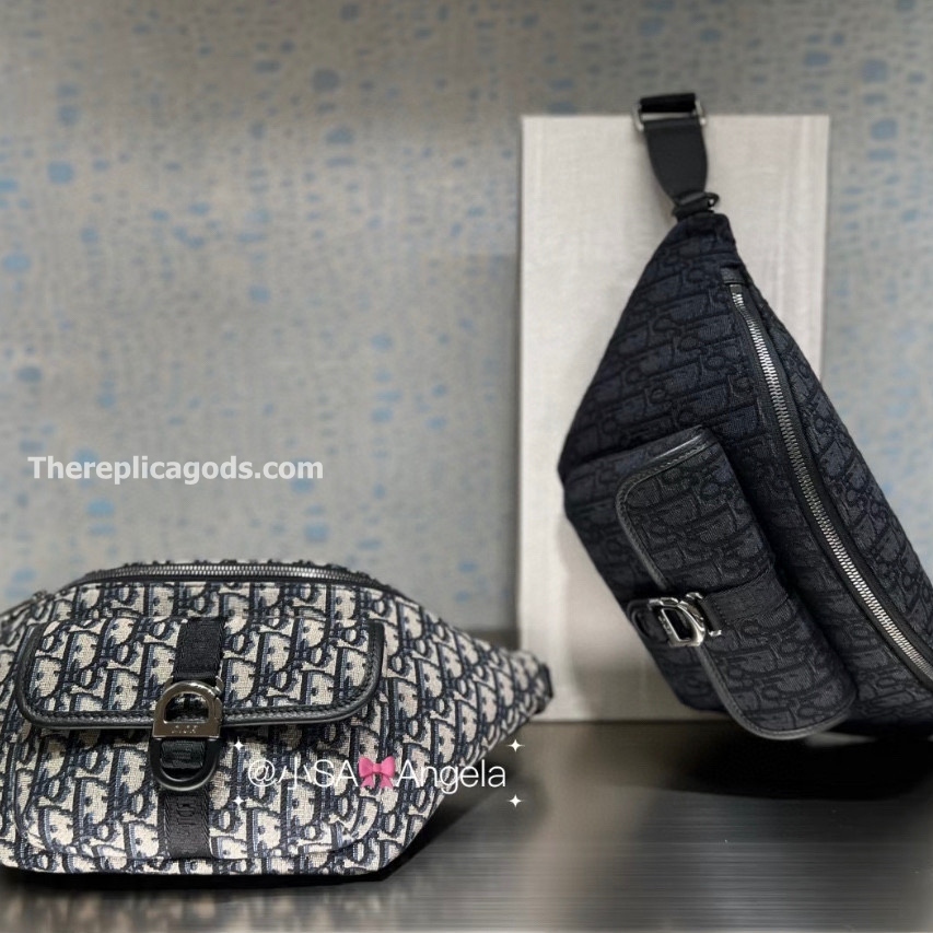 8 BELT BAG BEIGE AND BLACK OBLIQUE JACQUARD