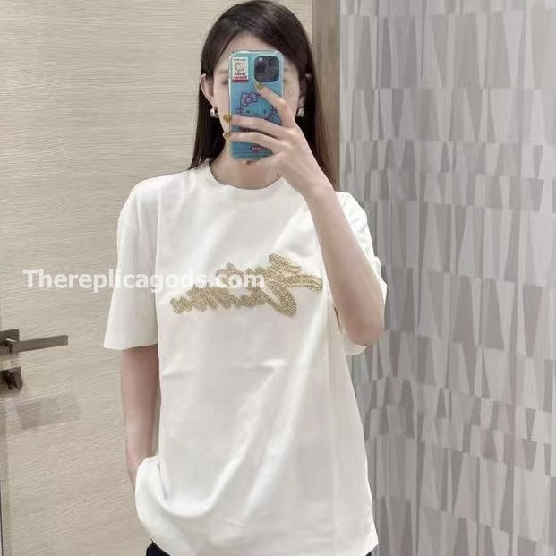 EMBROIDERED SIGNATURE T-SHIRT IN WHITE - TP663