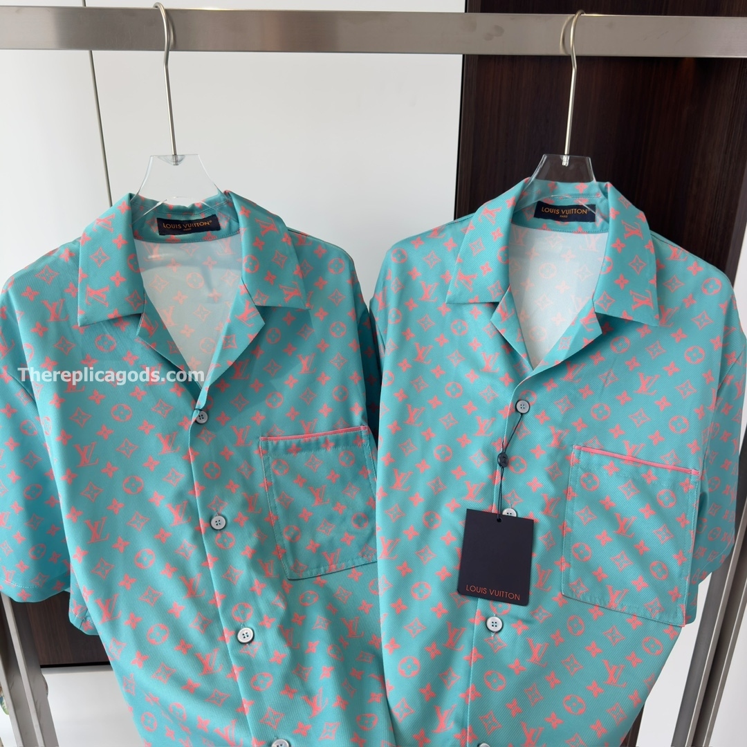 MONOGRAM SHORT-SLEEVED SILK SHIRT STRAWBERRY ICE - SH366