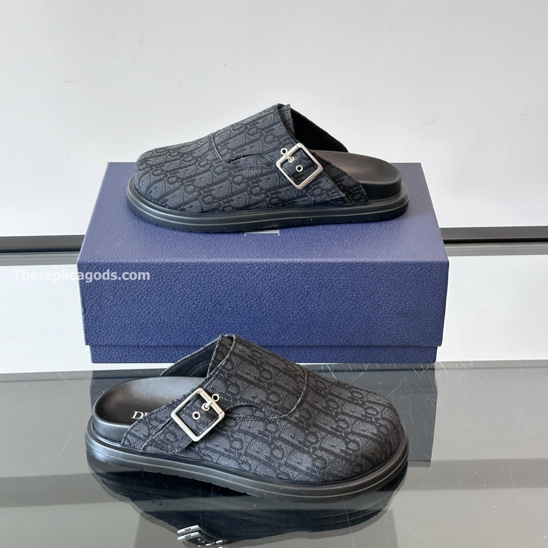 AQUA MULES BLACK OBLIQUE JACQUARD - CDS25