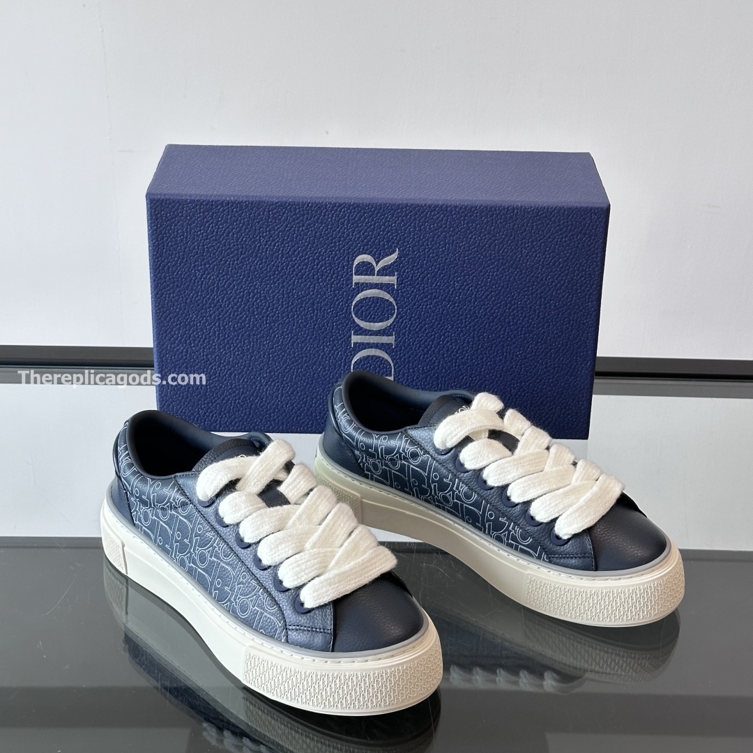 B33 SPIN SNEAKERS NAVY BLUE GRAINED CALFSKIN AND NAVY BLUE GRAVITY OUTLINE LEATHER - CD415