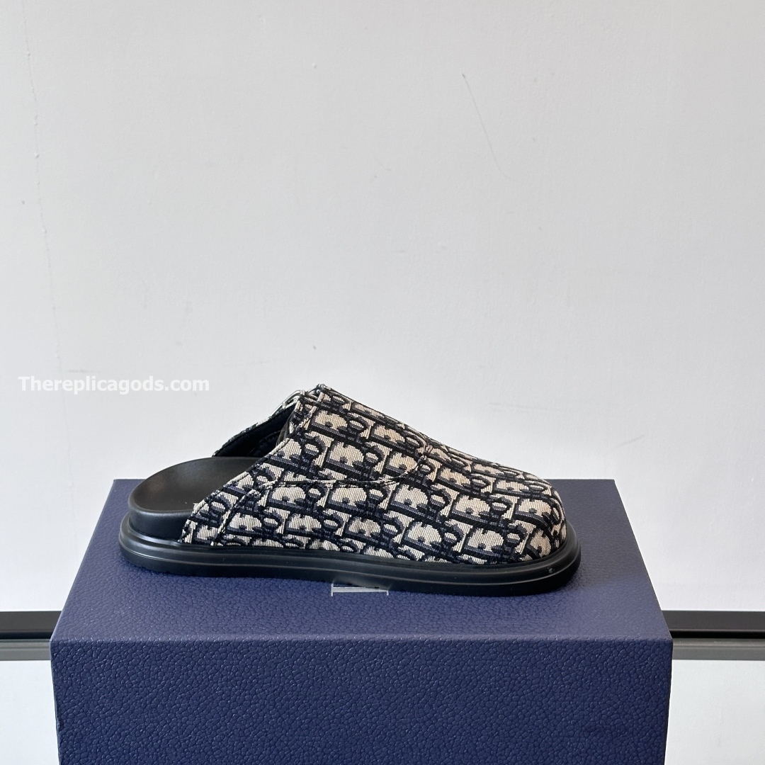 AQUA MULES BEIGE AND BLACK OBLIQUE JACQUARD - CDS24