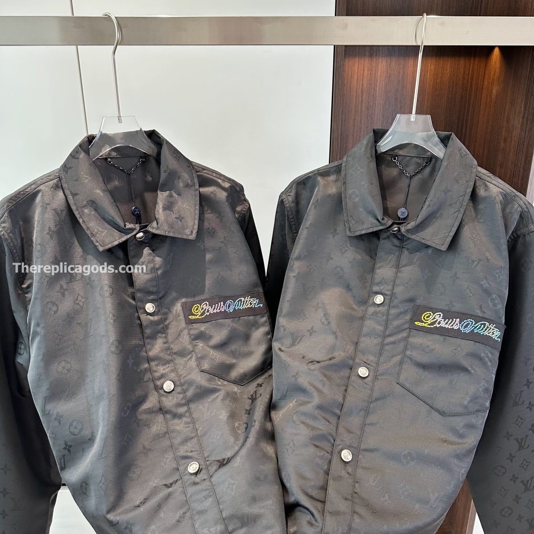 MONOGRAM MOIRE JACQUARD SILK OVERSHIRT IN BLACK - SH353