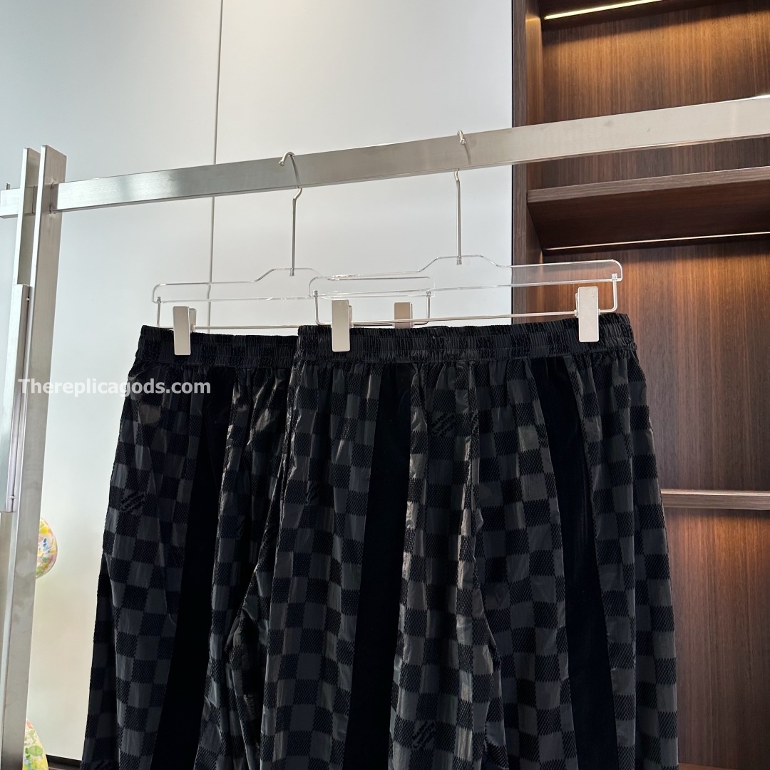 FLOCKED DAMIER TECHNICAL TRACK PANTS IN BLACK - TP603