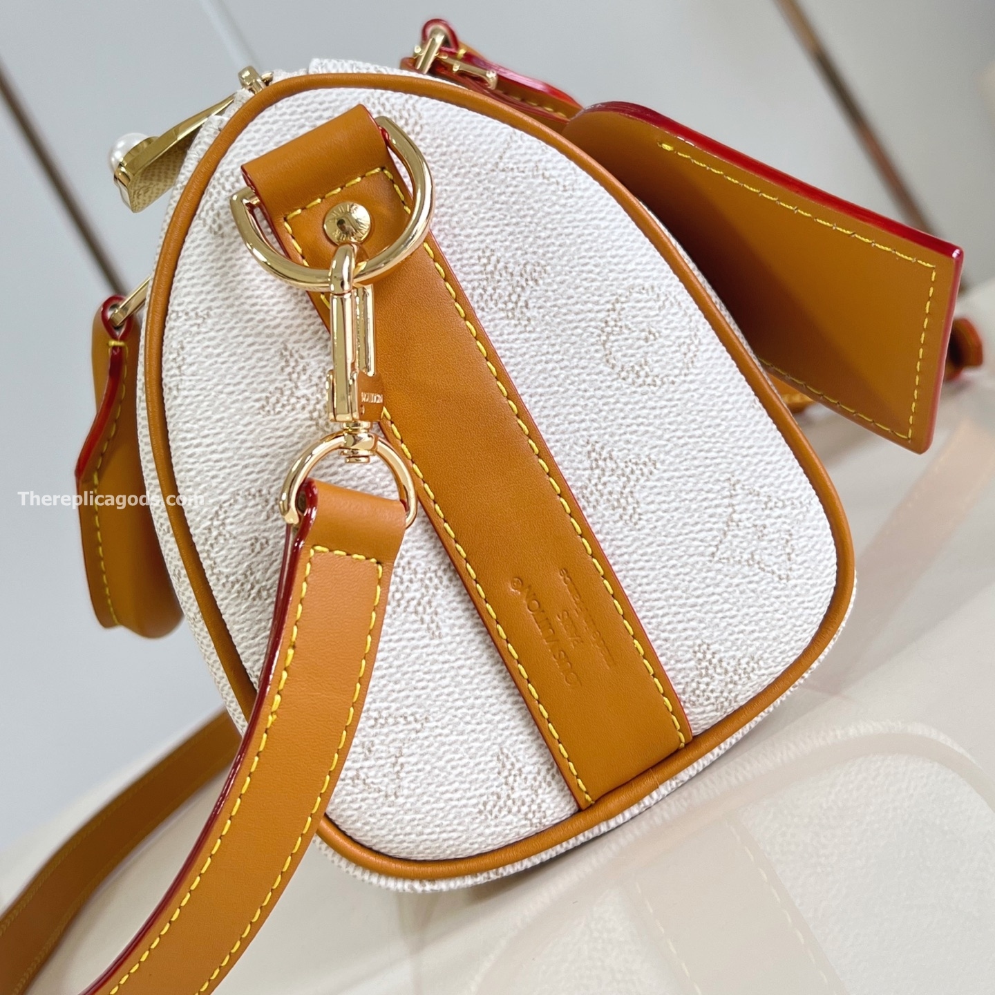 KEEPALL BANDOULIERE 25 BROWN MONOGRAM HERITAGE CANVAS M15076