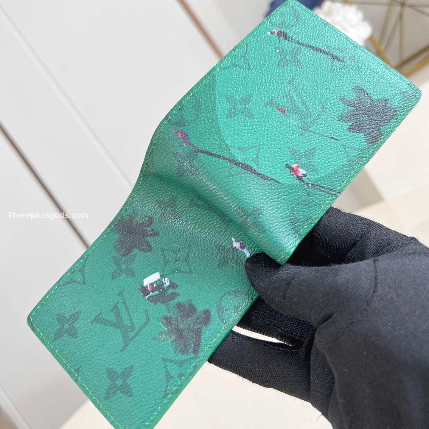 SLENDER WALLET GOLF GREEN MONOGRAM CANVAS M14878
