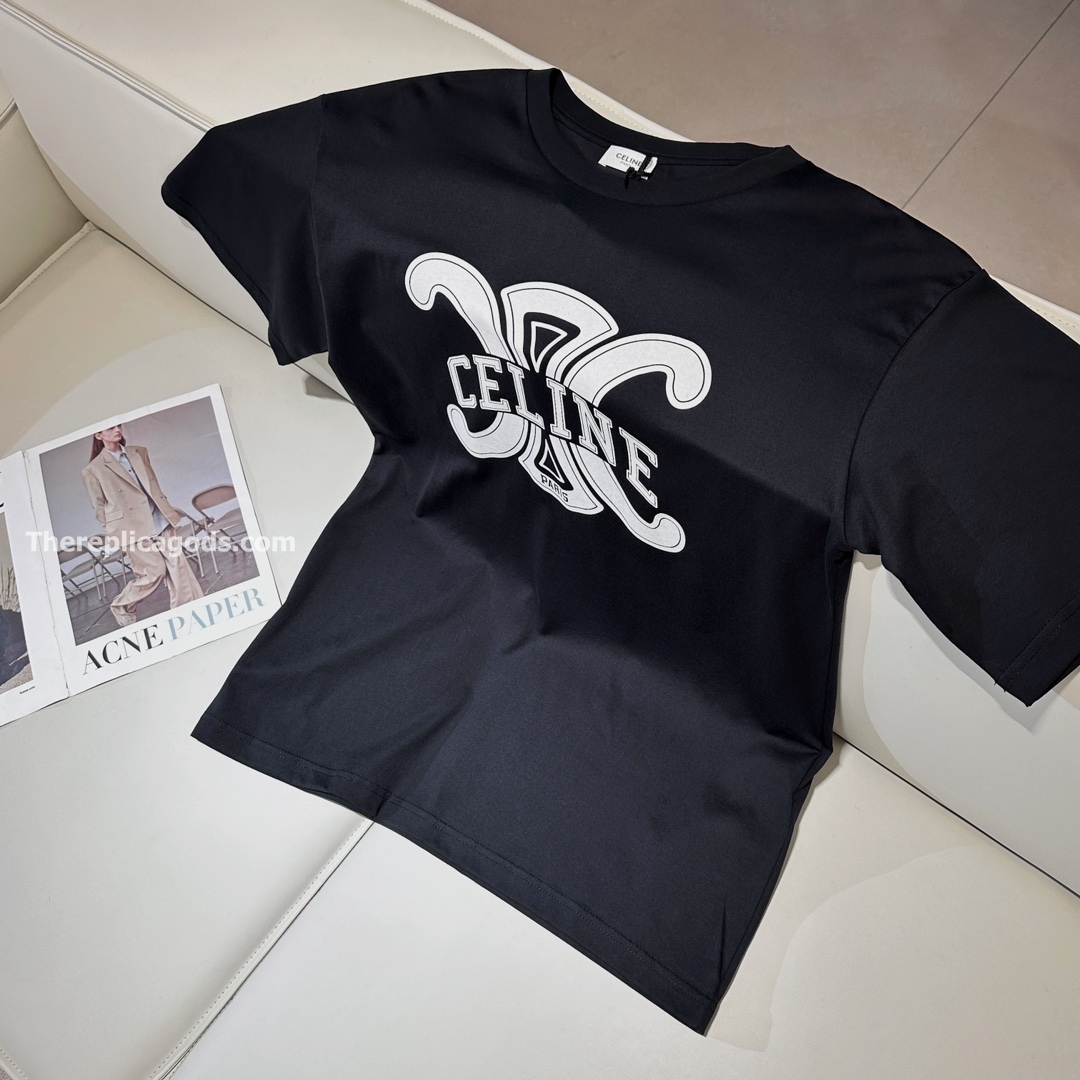 LOOSE T-SHIRT IN BLACK COTTON JERSEY - TP632