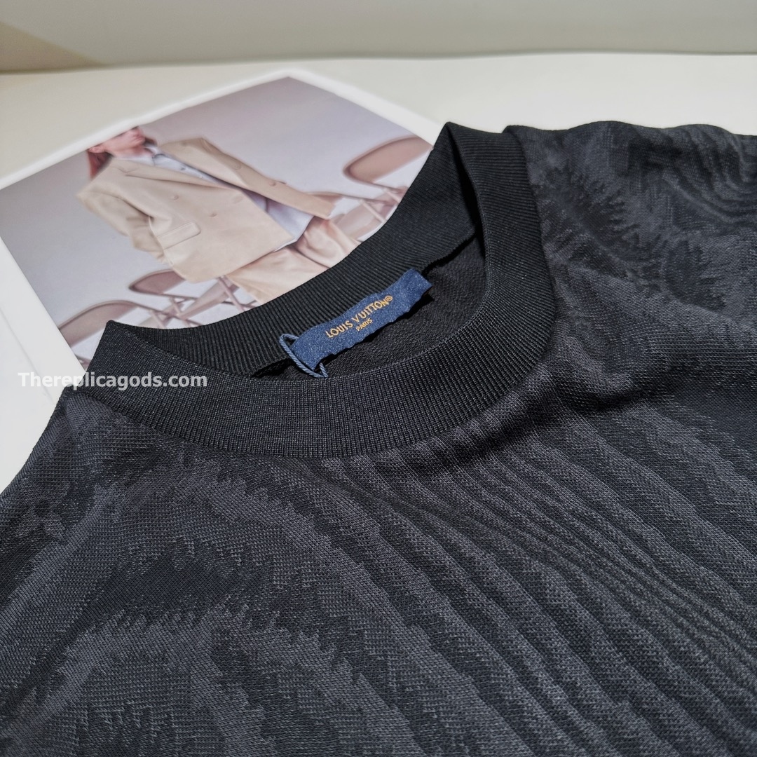 JERSEY JACQUARD T-SHIRT IN BLACK - TP661
