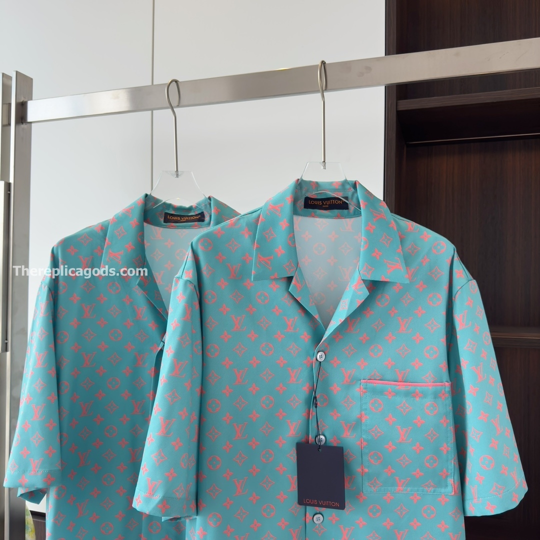 MONOGRAM SHORT-SLEEVED SILK SHIRT STRAWBERRY ICE - SH366