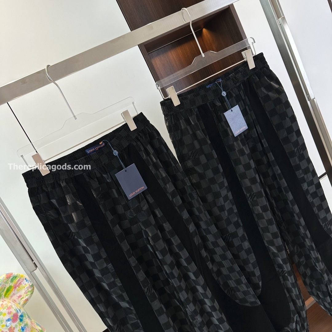 FLOCKED DAMIER TECHNICAL TRACK PANTS IN BLACK - TP603