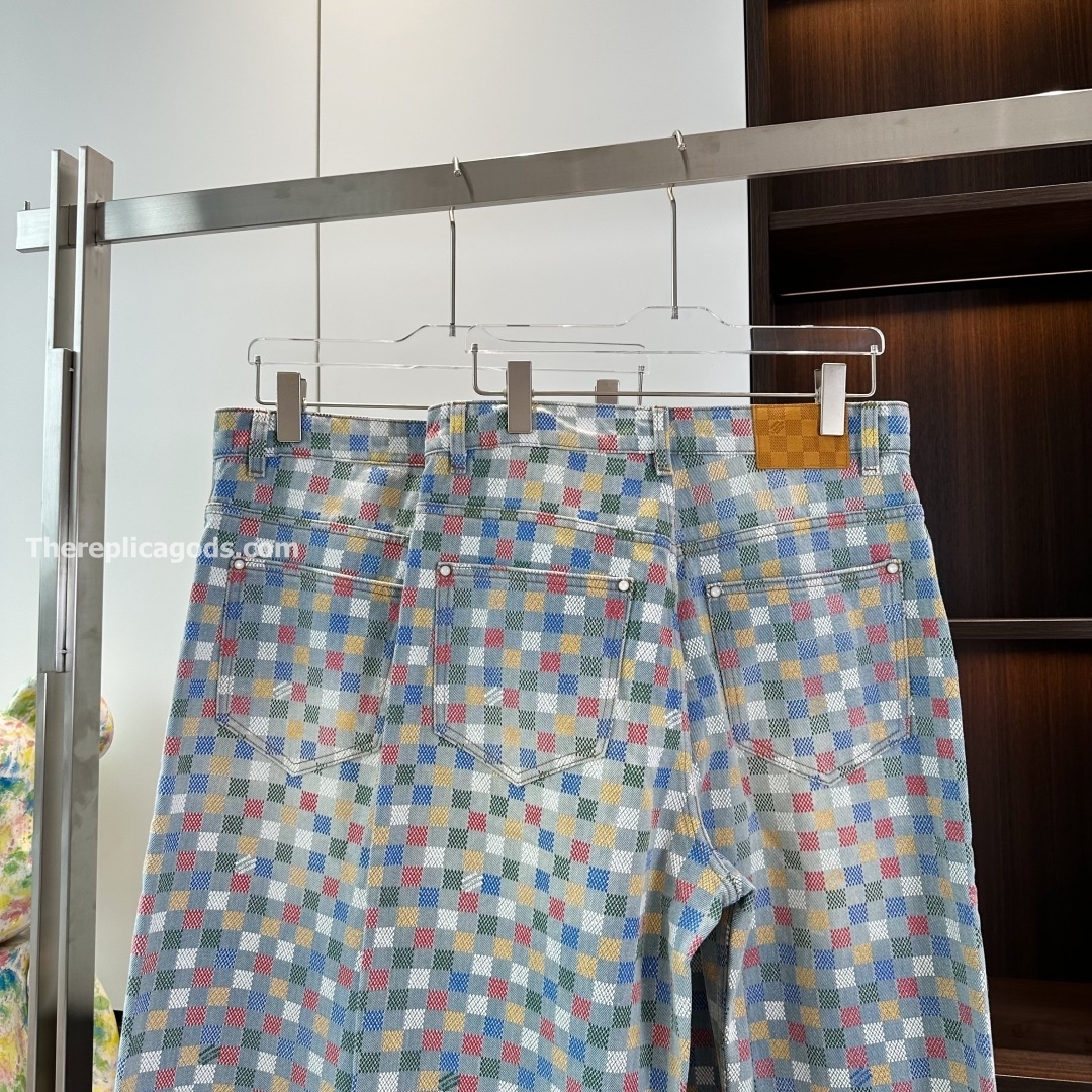 DAMIER DENIM WIDE-LEG PANTS IN MULTICOLOR - TP602