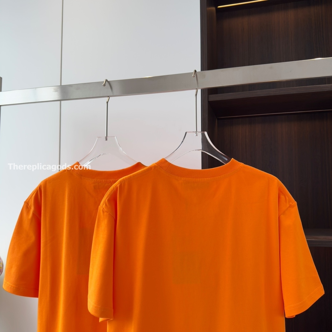 PRINTED COTTON JERSEY T-SHIRT IN ORANGE - TP610