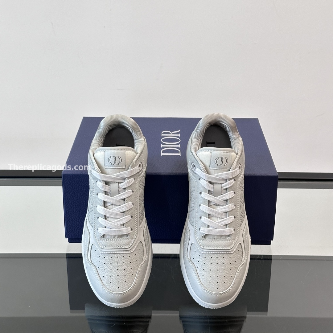 B27 UPTOWN LOW-TOP SNEAKERS GRAY GRAINED CALFSKIN AND GRAY GRAVITY LEATHER - CD410