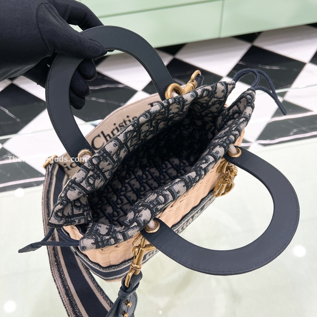 MEDIUM LADY BAG NATURAL WICKER OBLIQUE JACQUARD