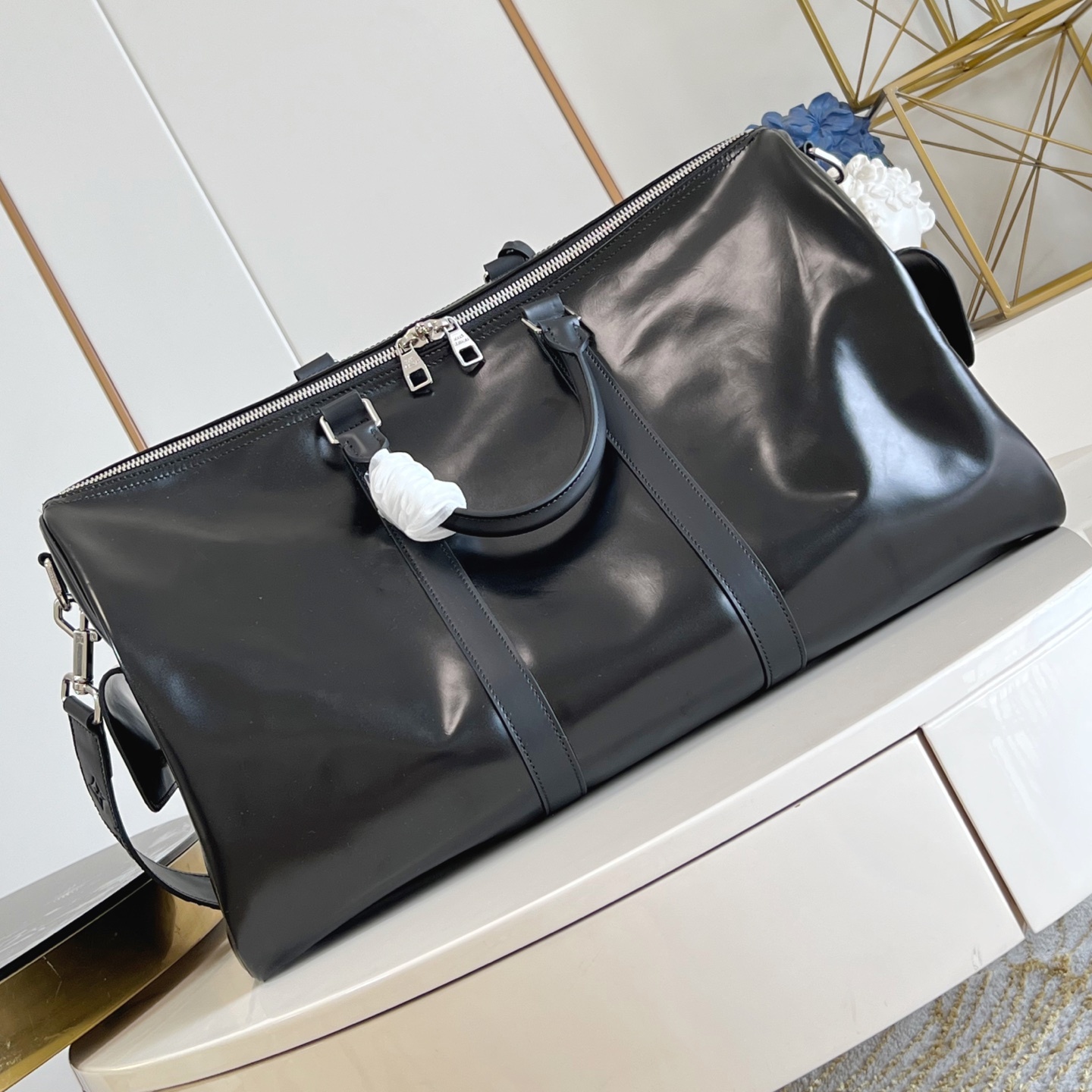 KEEPALL CARGO BANDOULIERE 50 BAG BLACK CALF LEATHER M13992