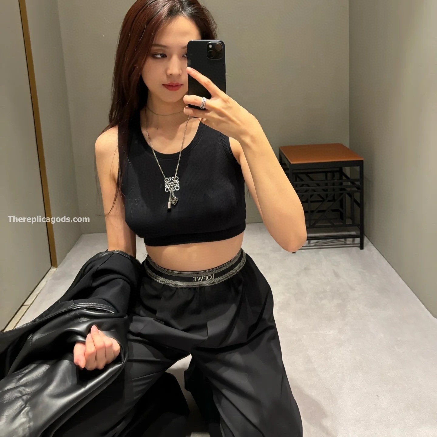 LOGO BANDED CROPPED TROUSERS IN BLACK - TP568