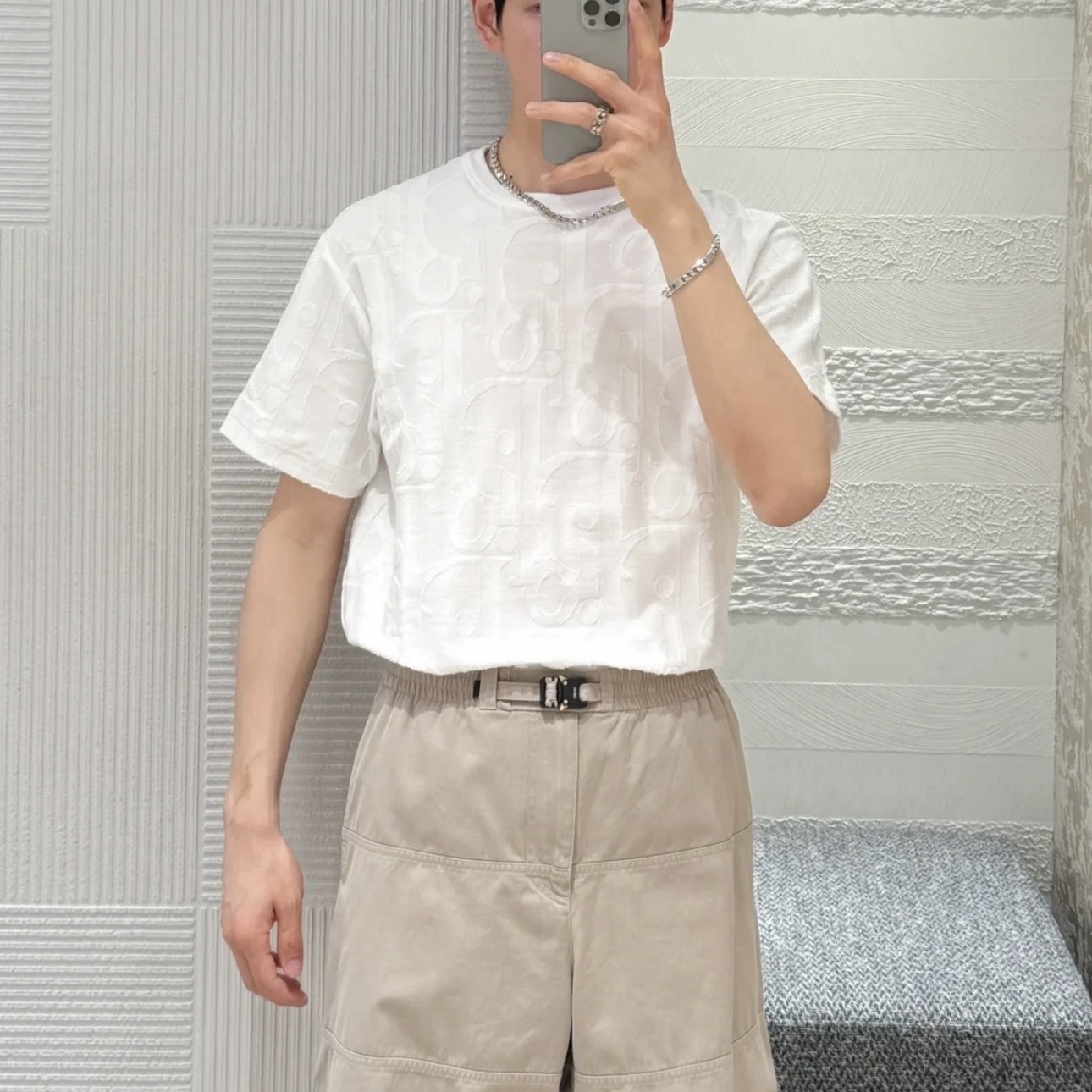 OBLIQUE T-SHIRT, RELAXED FIT WHITE COTTON JERSEY - TP572