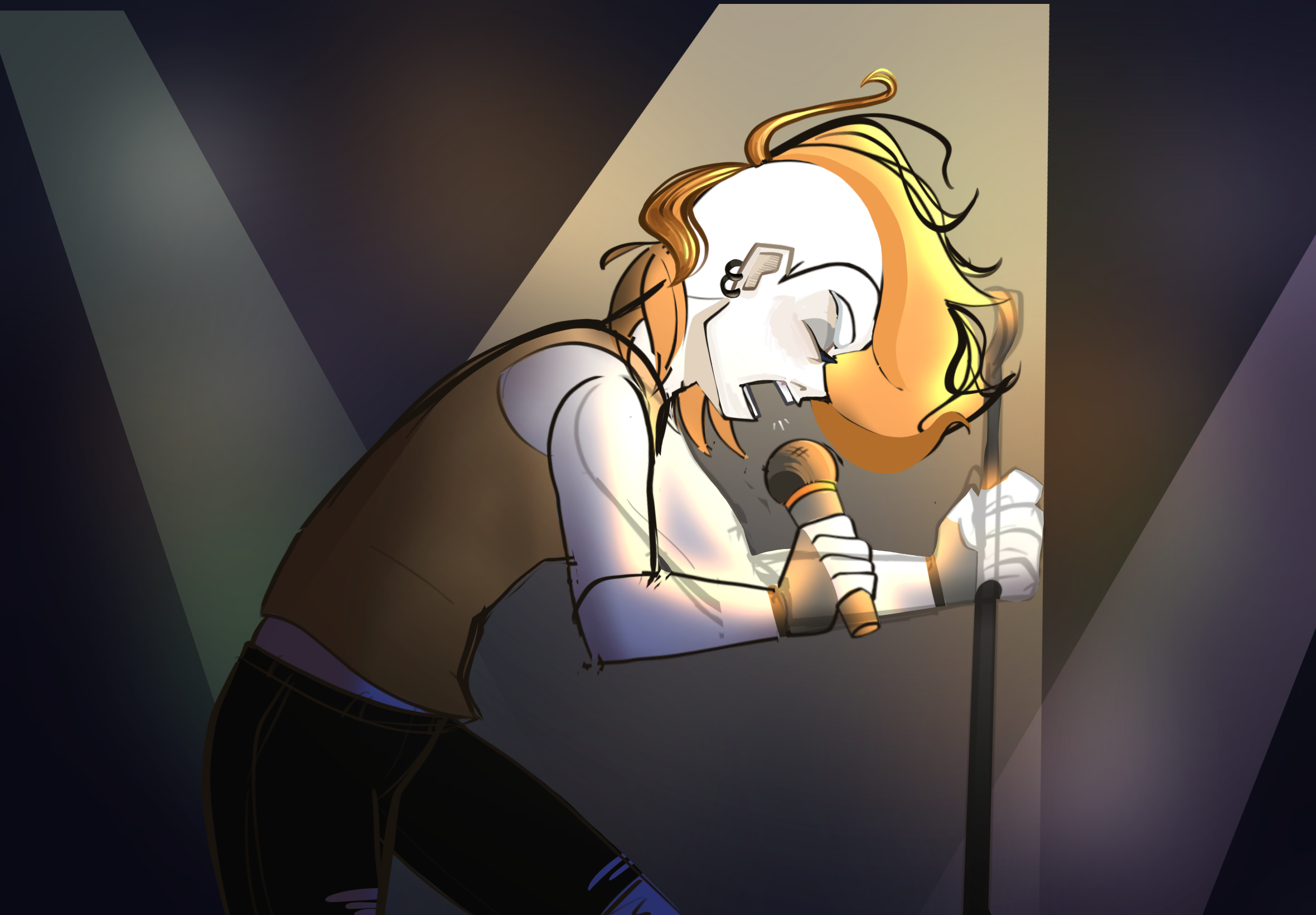 Ember singing her lungs out on stage.